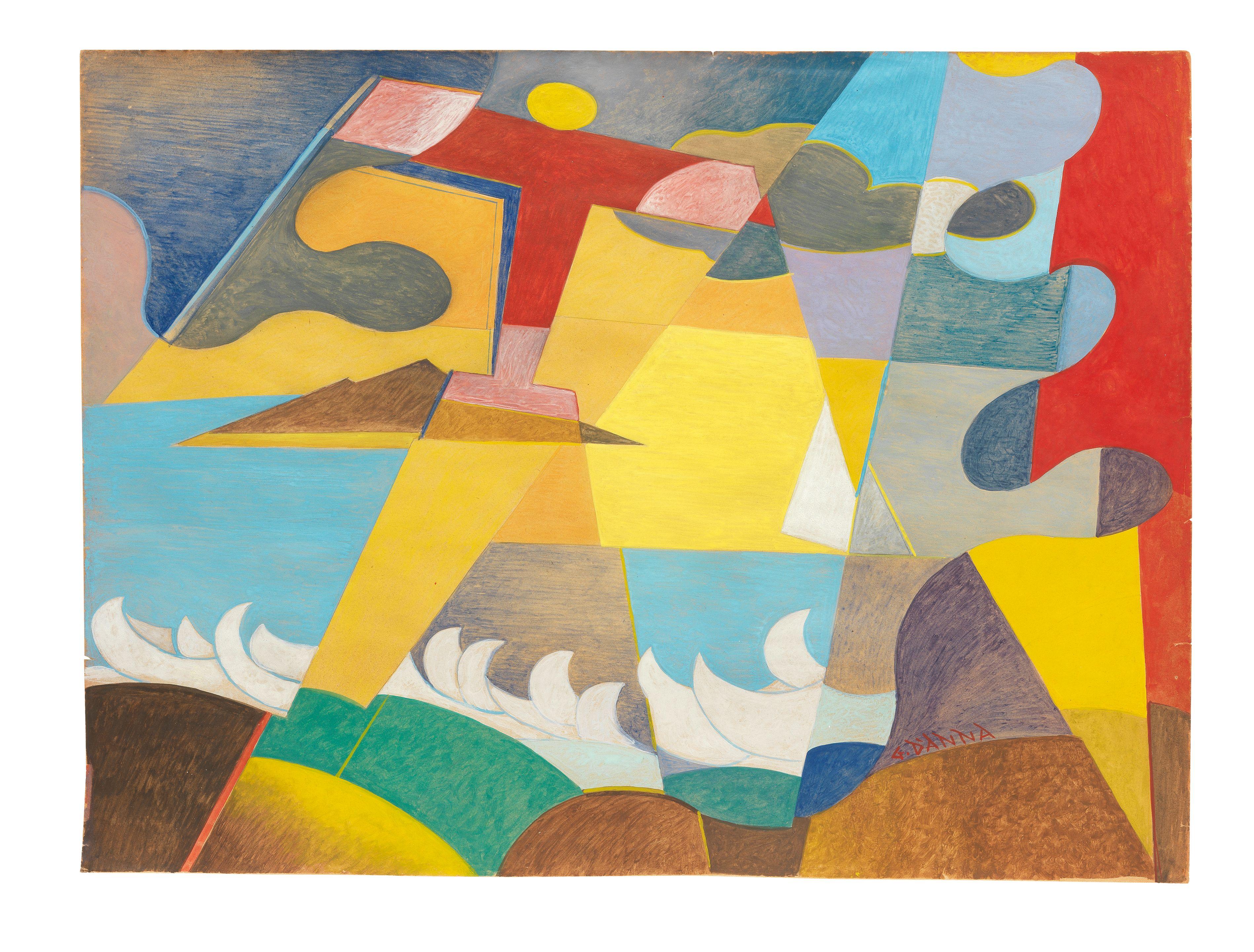 Giulio D\'Anna - Paesaggio simultaneo + aereo Caproni