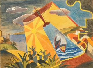 Giulio D\'Anna - Paesaggio simultaneo + idrovolante