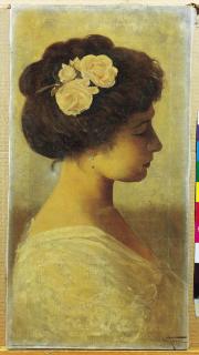 Giulio del Torre - Signora elegante di profilo, 1911