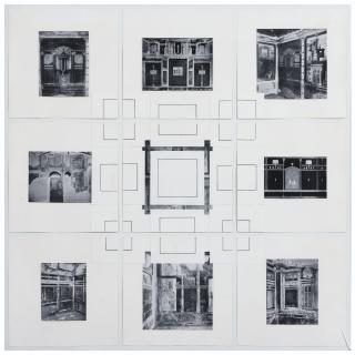 Giulio Paolini - Illustrazionesigned, Dated 1975 And Inscribed On The Back; Collage Of Black And White Photographies On Papers Mounted On Panel, Plexiglas Box.