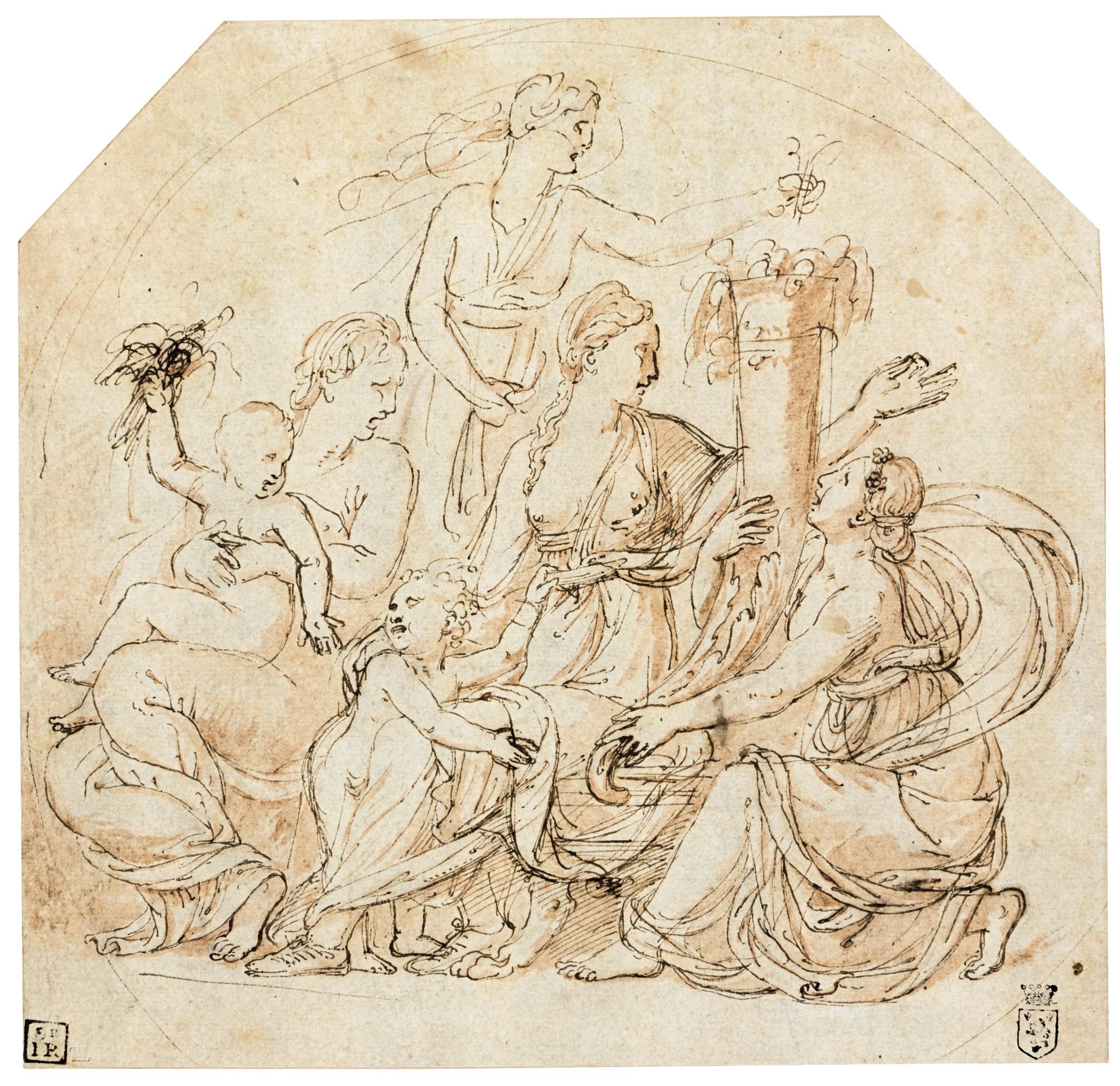 Giulio Pippi - An Allegory of Abundance in a drawn circle