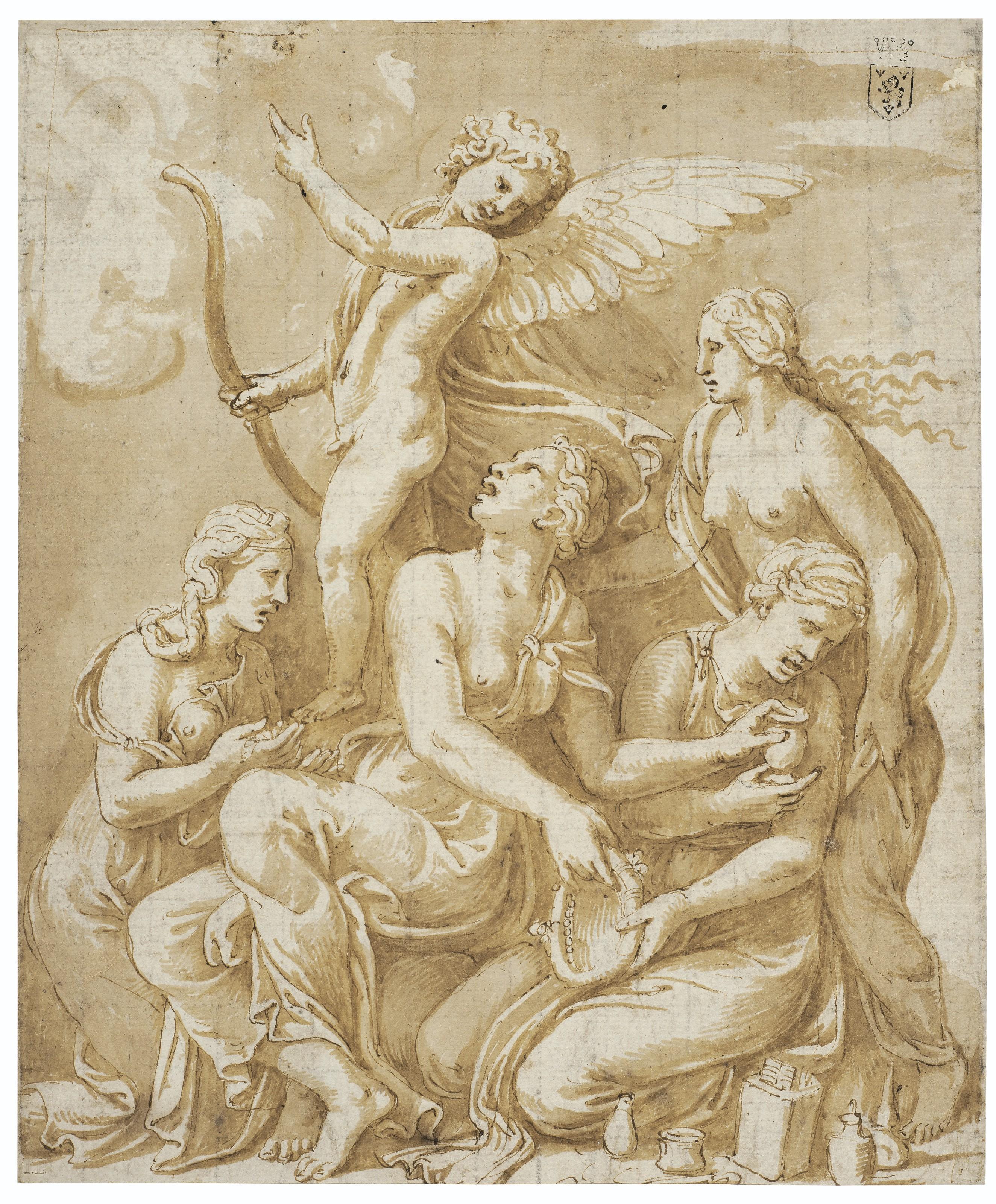 Giulio Pippi - Psyche and her sisters, with Cupid and another woman (?)