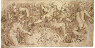 Giulio Pippi - Putti picking grapes: Design for a frieze