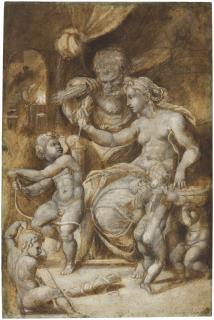 Giulio Pippi - Recto: Venus and Vulcan, Cupid and putti Verso: Madonna and Child and St. Elizabeth with St. John the Baptist