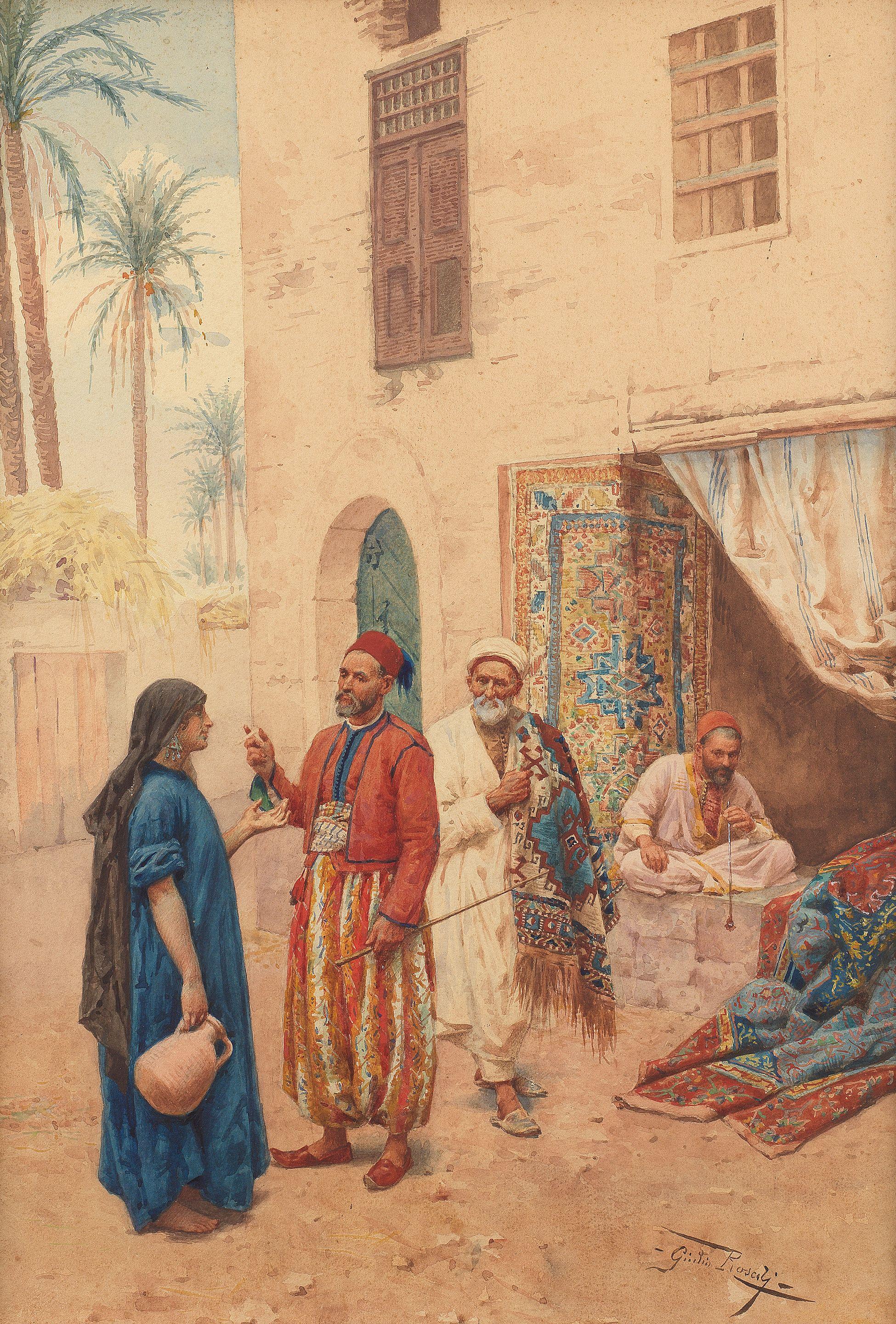 Giulio Rosati - At a carpet bazaar
