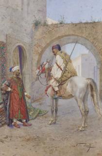 Giulio Rosati - The Carpet Seller and Horseman