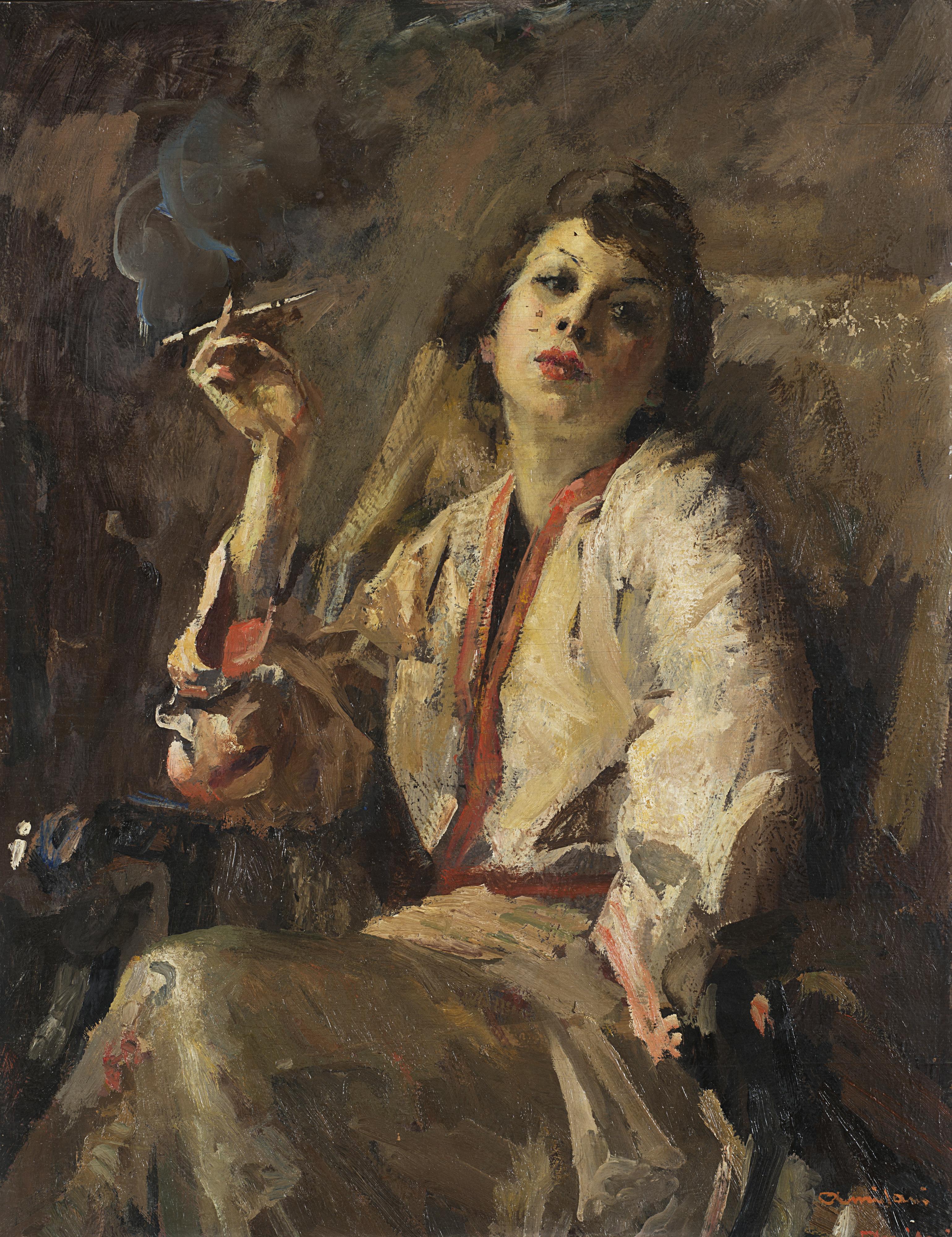 Giuseppe Amisani - Donna con sigaretta