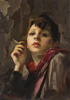Giuseppe Amisani - Ritratto di donna che fuma