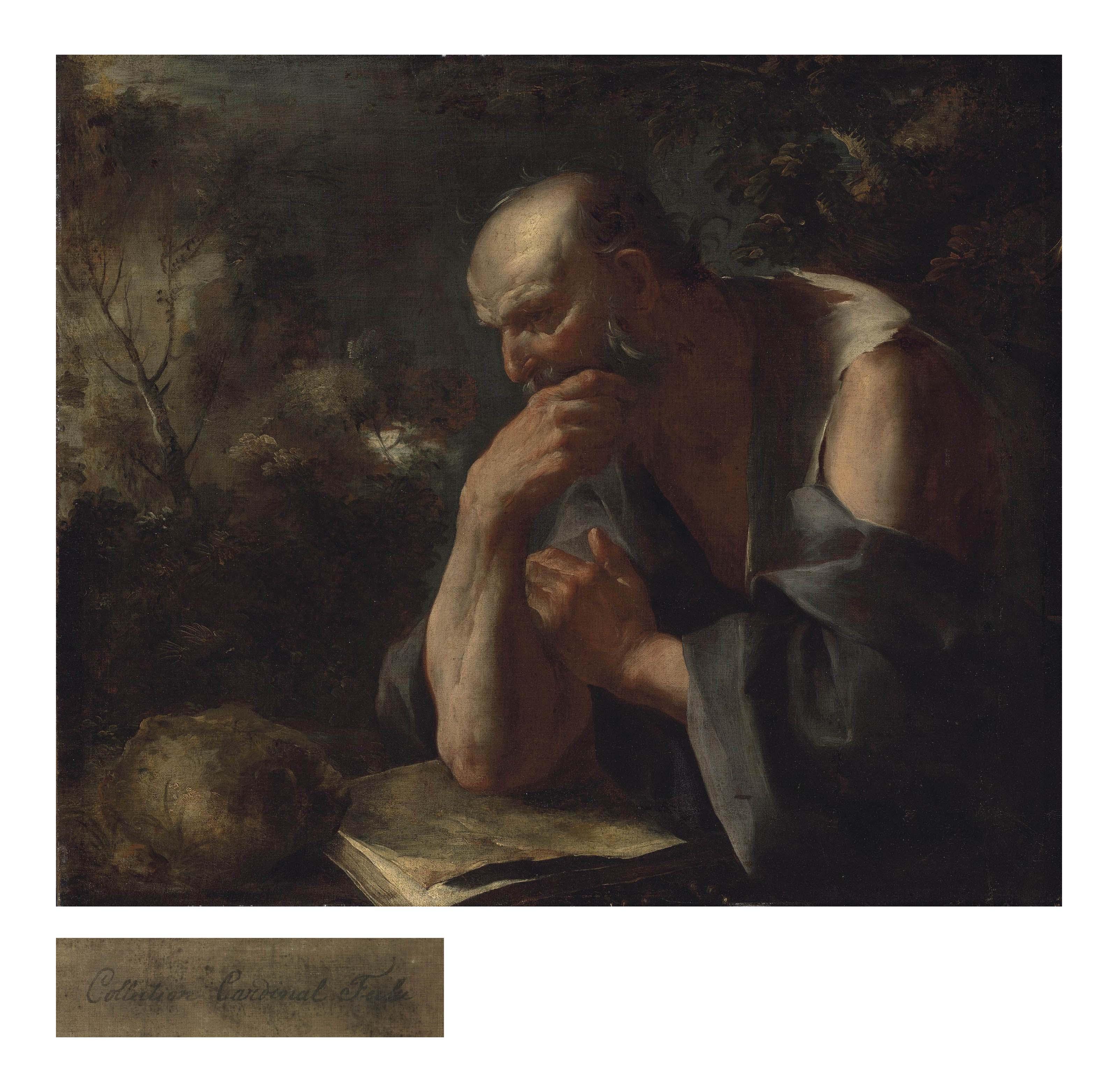 Giuseppe Antonio Petrini - Saint Jerome reading in a landscape