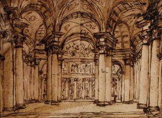 Giuseppe Barberi - The interior of a circular temple