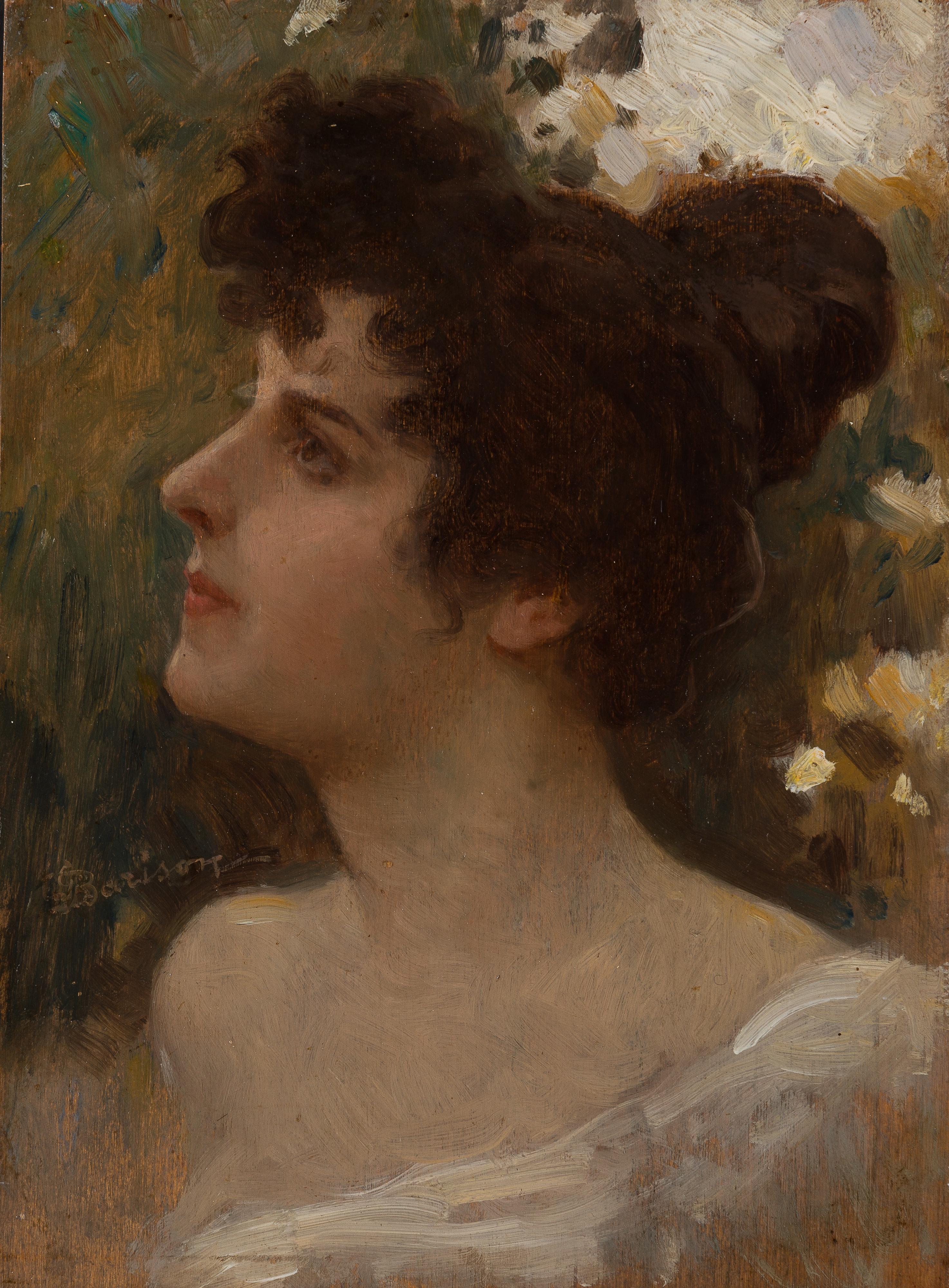 Giuseppe Barison - Ritratto di giovane donna con chignon