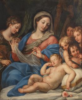 Giuseppe Bartolomeo Chiari - The Madonna and Child with Saint Catherine and putti