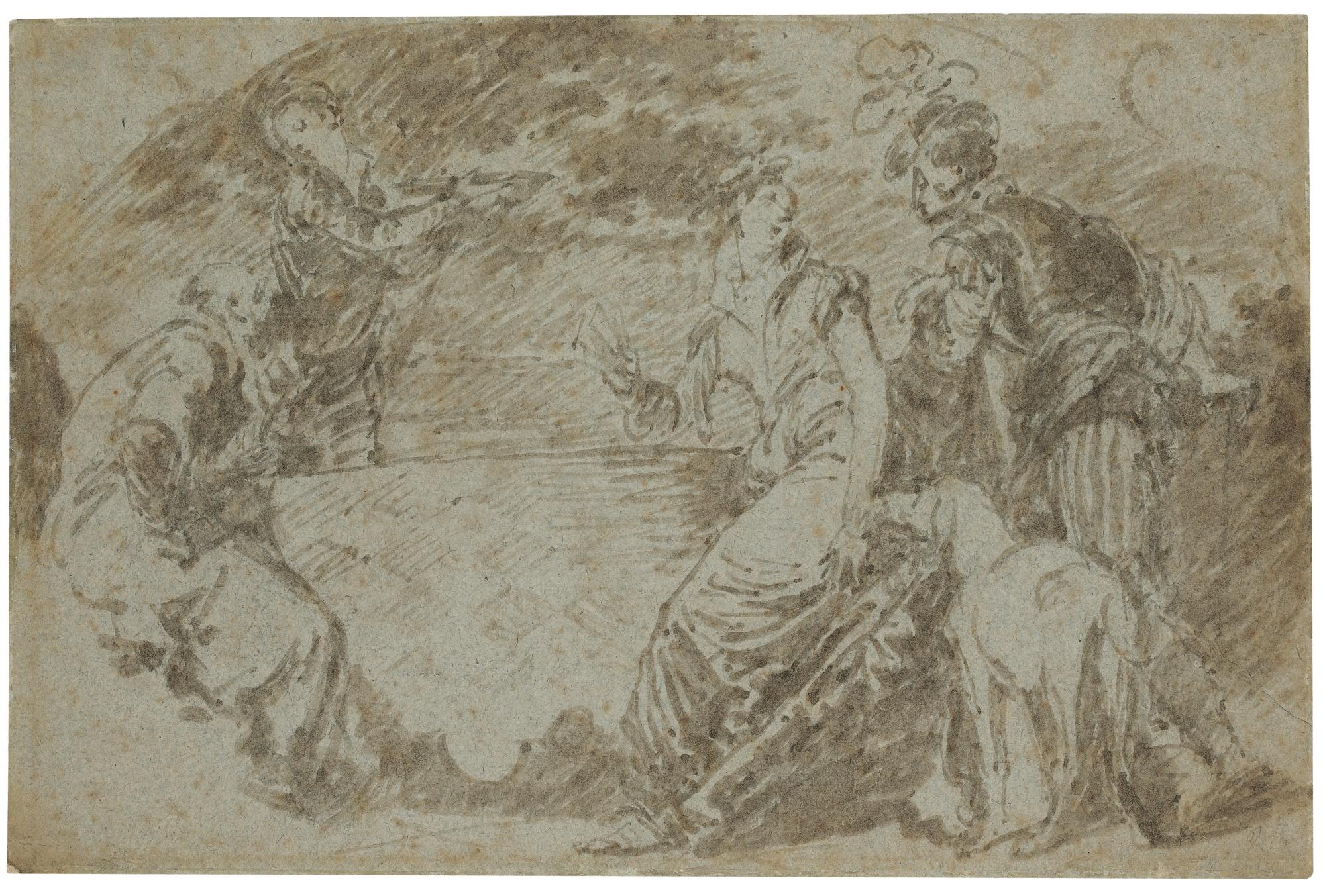 Giuseppe Bazzani - Recto: The Prodigal Son Verso: Three Head Studies