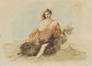 Giuseppe Bernardino Bison - A Nymph Riding A Dolphin