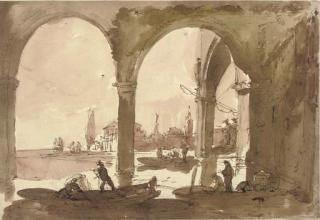 Giuseppe Bernardino Bison - A Venetian loggia