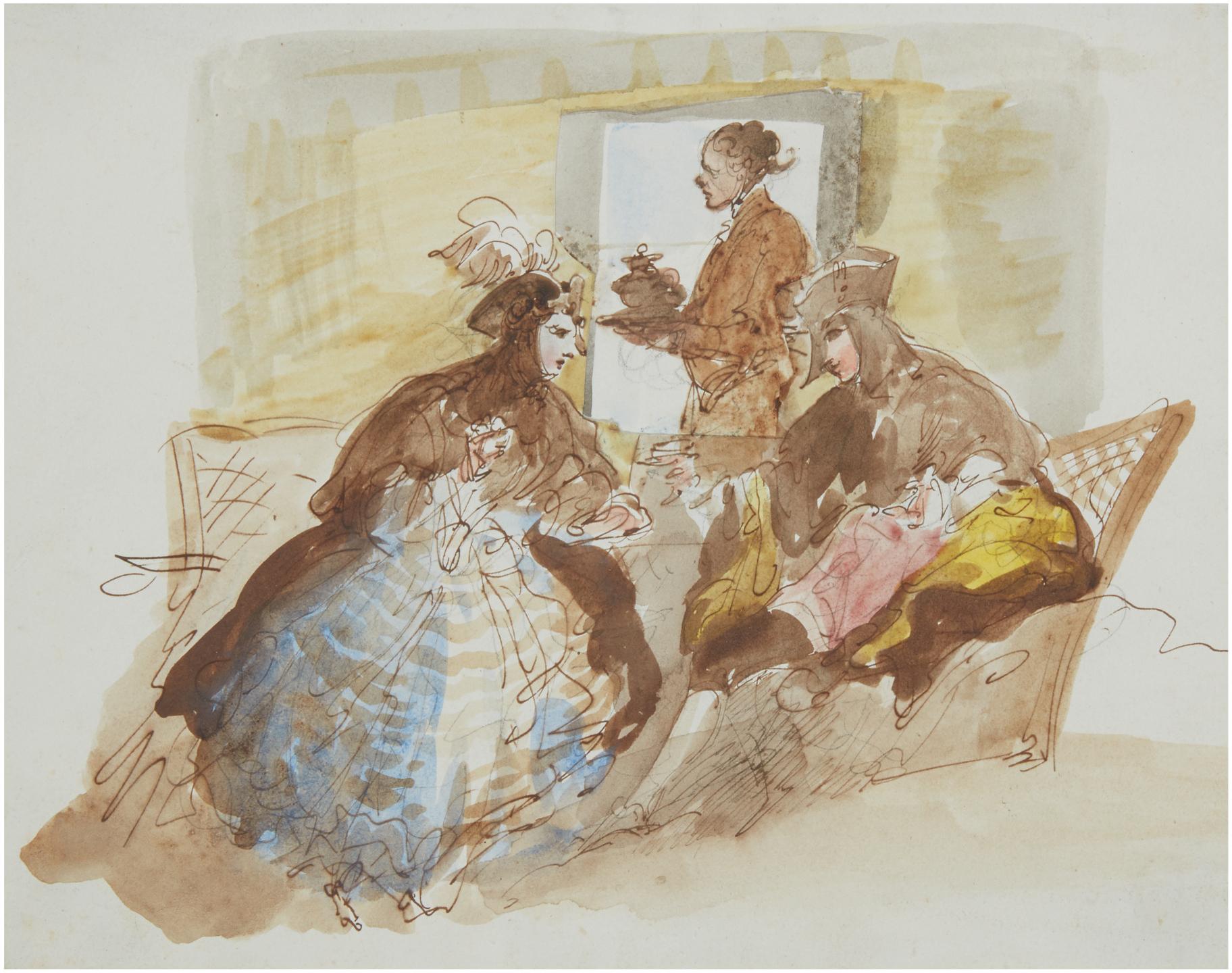 Giuseppe Bernardino Bison - An Elegant Couple Taking Afternoon Tea