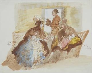 Giuseppe Bernardino Bison - An Elegant Couple Taking Afternoon Tea