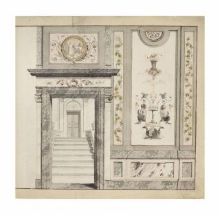 Giuseppe Bernardino Bison - Design for an interior with a staircase