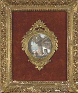 Giuseppe Bernardino Bison - Deux Figures Dans Une Ferme En Ruines, Une Femme Et Son Enfant Au Fond