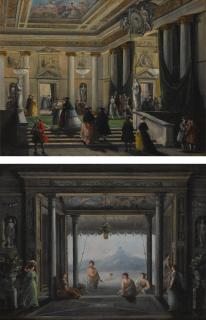 Giuseppe Bernardino Bison - Figures In The Foyer Of Teatro La Fenice, Venice; A Scene From The Last Days Of Pompeii, Performed In Teatro La Fenice, Venice