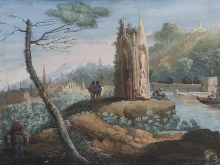 Giuseppe Bernardino Bison - Landscape with Gothic Temple