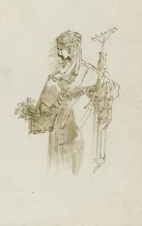 Giuseppe Bernardino Bison - Study Figure For A Peasant Woman Holding A Basket And Rake