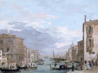 Giuseppe Bernardino Bison - The Grand Canal, Venice, looking east from the Campo di San Vio, with the Palazzo Corner, barges and gondolas, the dome of Santa Maria della Salute, the Dogana and the Riva degli Schiavoni beyond
