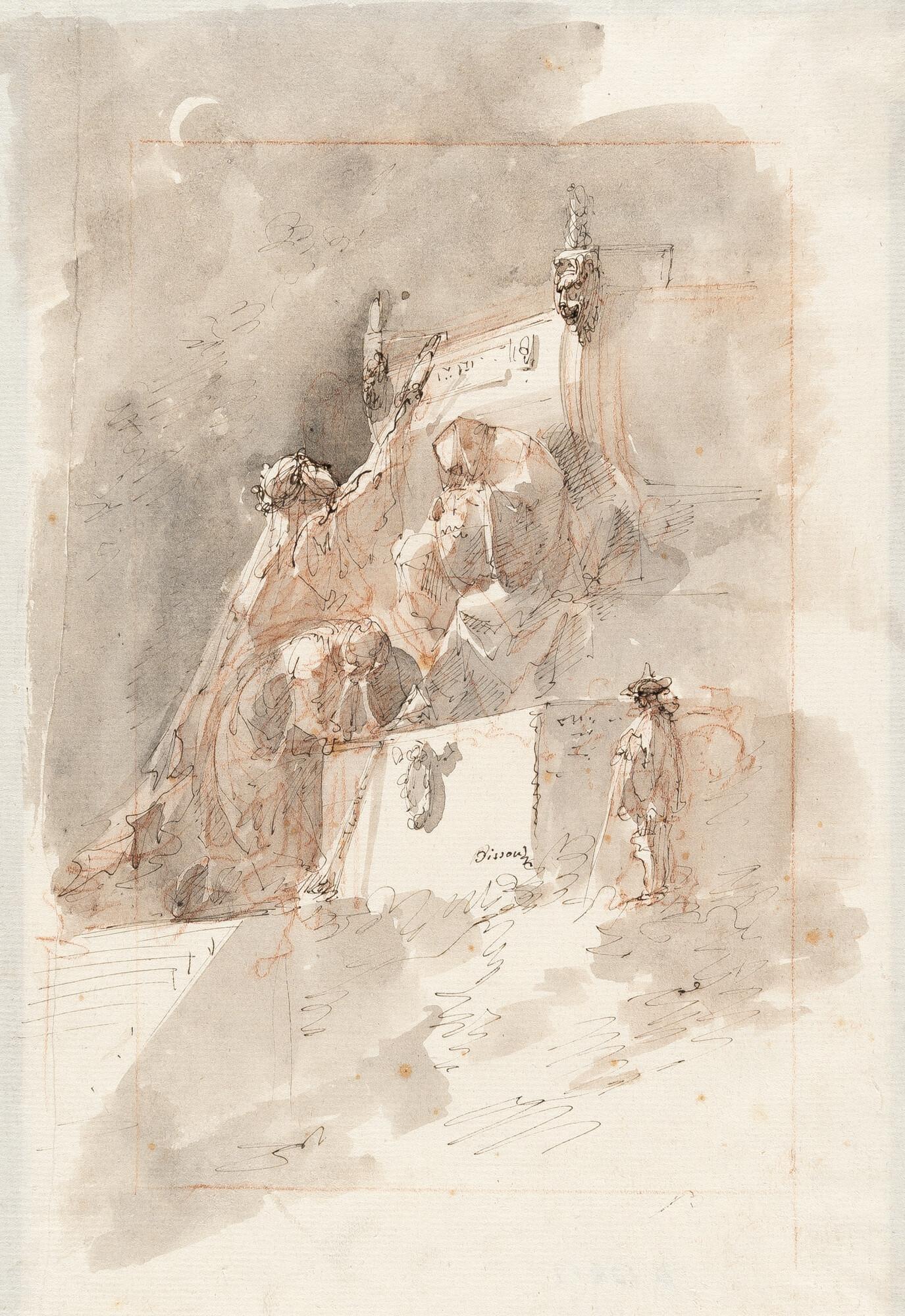 Giuseppe Bernardino Bison - Trauernde Figuren vor einem Grabmal