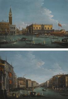 Giuseppe Bernardino Bison - Venice, A View Of The Molo From The Bacino Di San Marco; Venice, A View Of The Grand Canal From The Palazzo Balbi Facing The Rialto Bridge With A Regatta