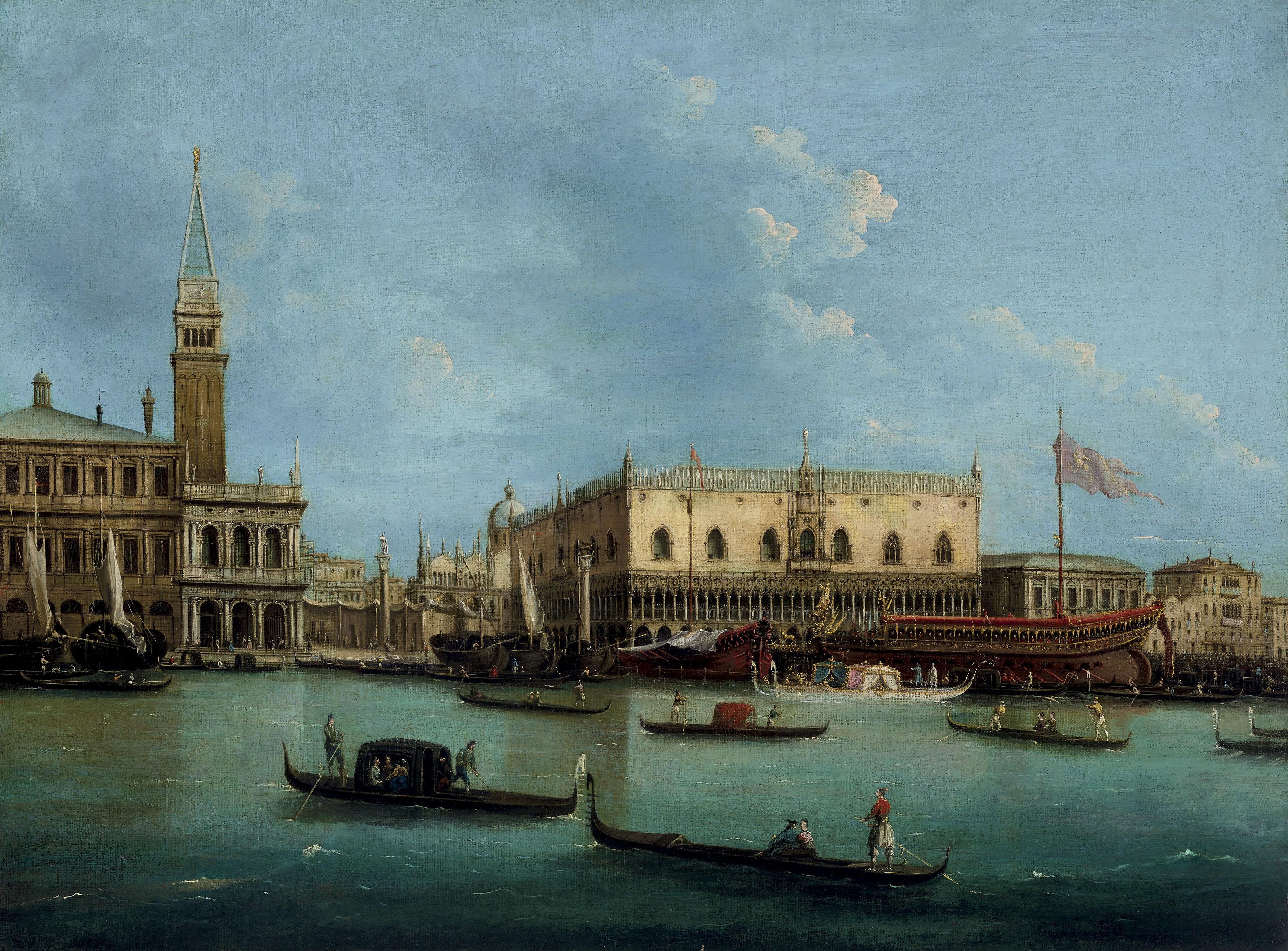 Giuseppe Bernardino Bison - Venice, The Molo From The Bacino Di San Marco, With The Bucintoro
