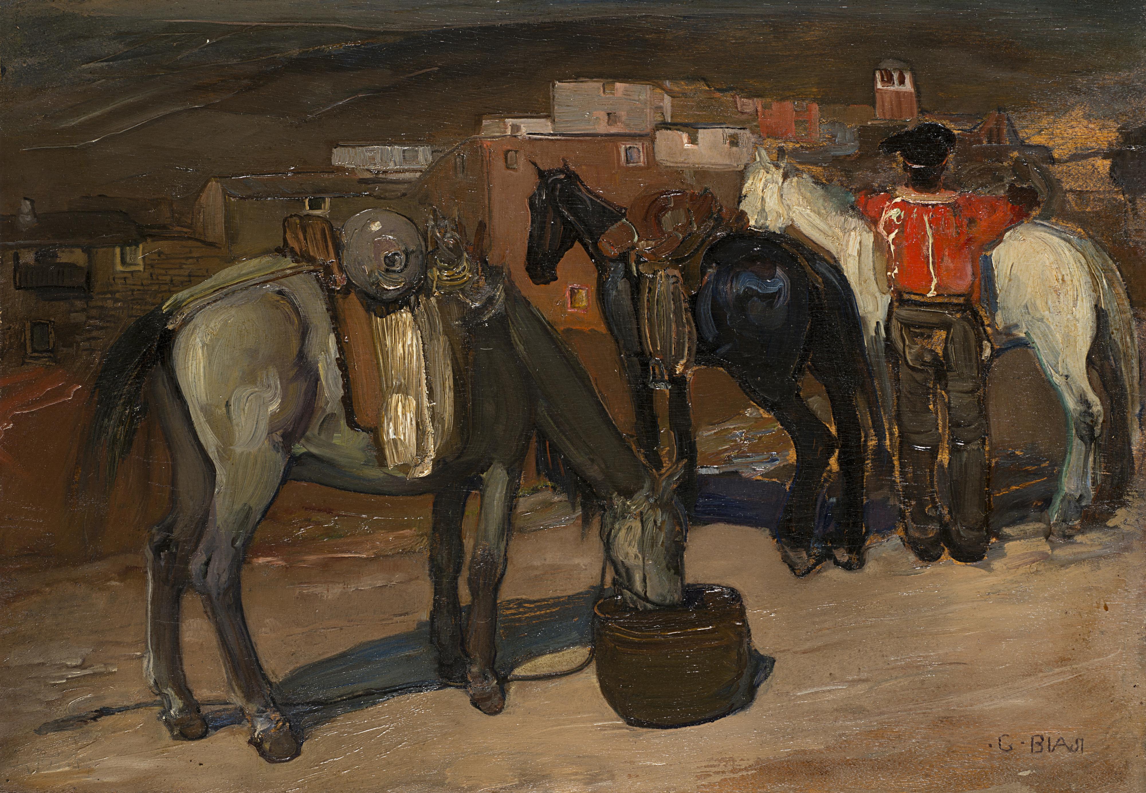 Giuseppe Biasi Da Teulada - olio su compensato (cm 49x69,5)