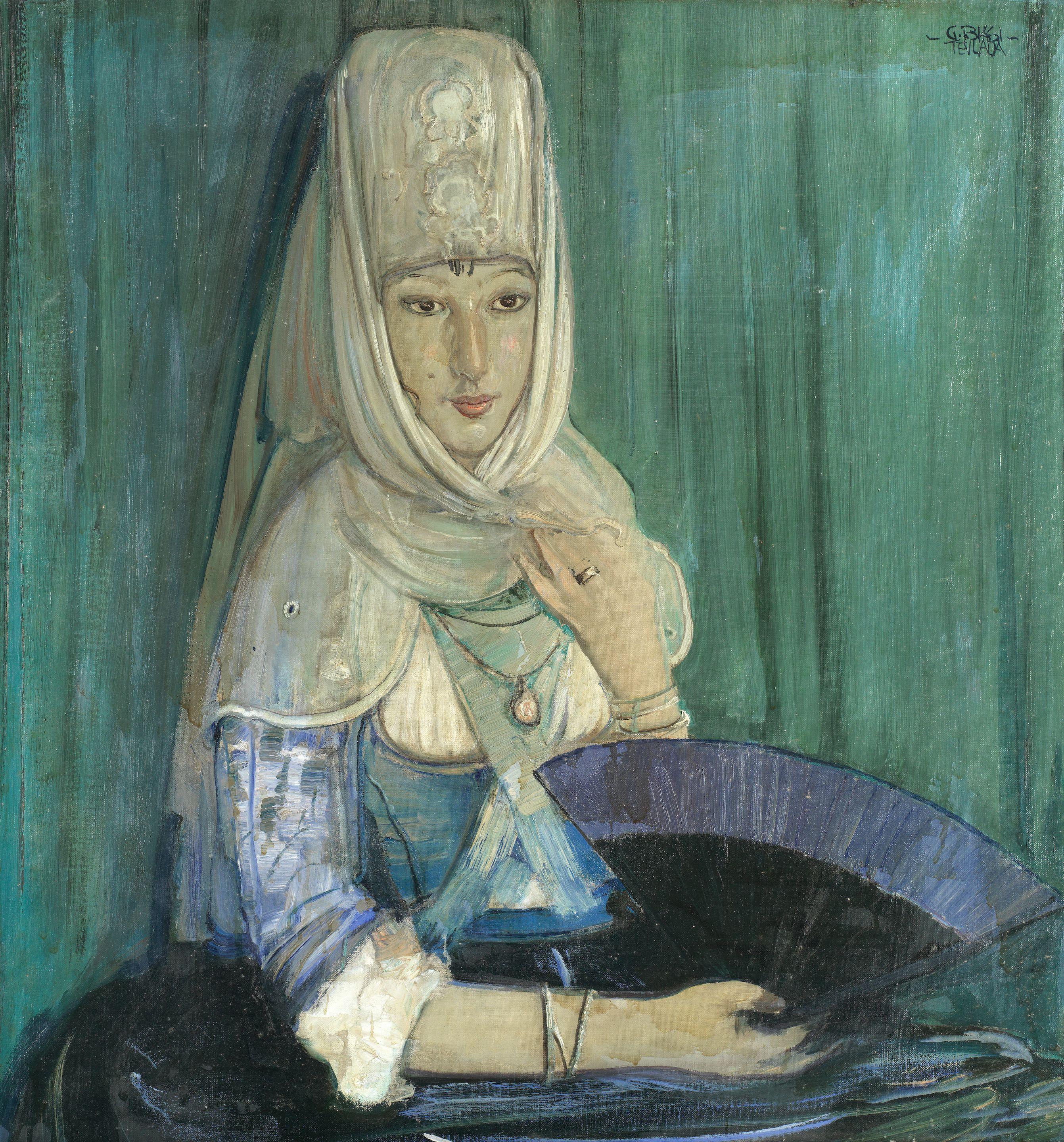 Giuseppe Biasi - Portrait Of A Lady In Blue