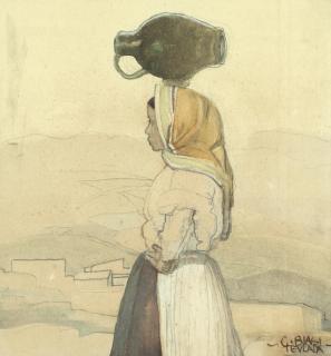 Giuseppe Biasi - Study Of A Lady Carrying Water