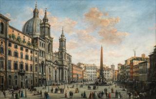 Giuseppe Bison - A view of the Piazza Navona, Rome
