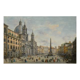 Giuseppe Bison - Rome, A View Of The Piazza Navona
