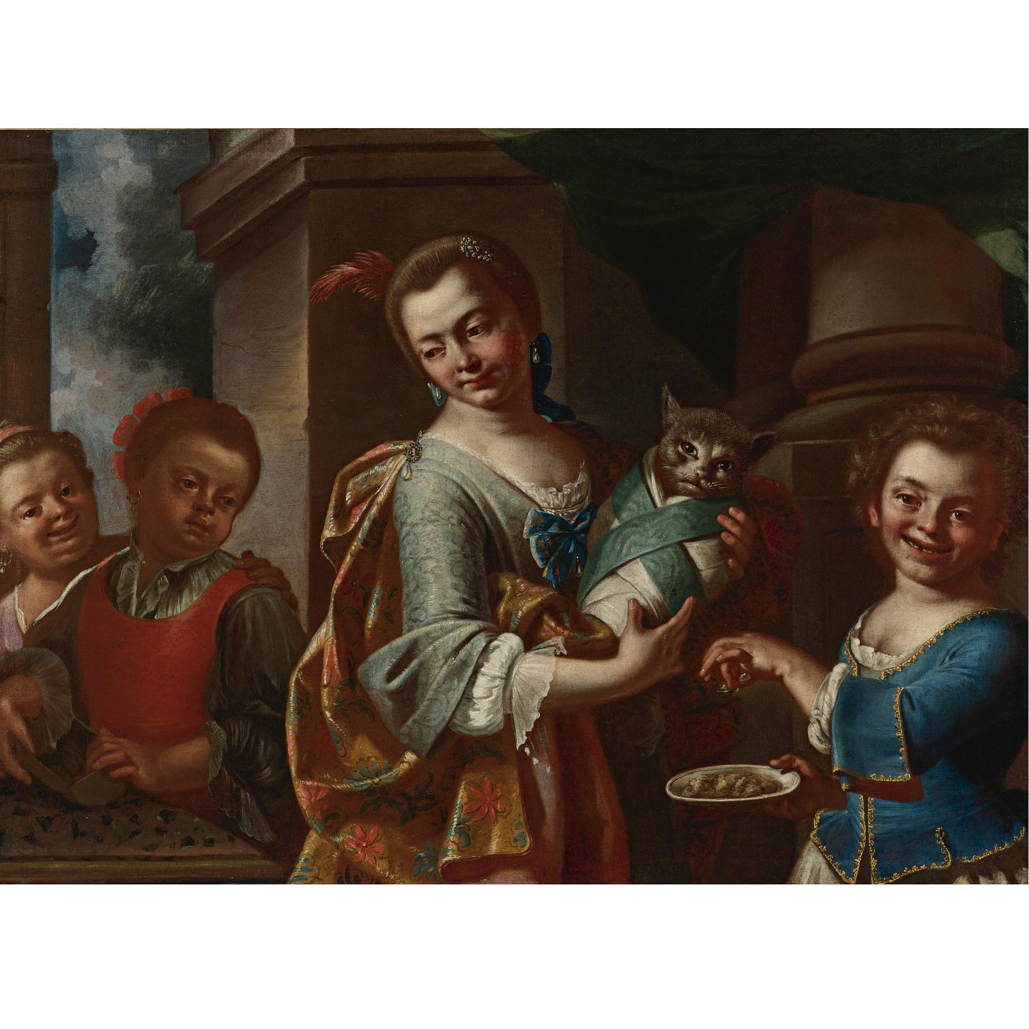 Giuseppe Bonito - Girls Playing With A Cat