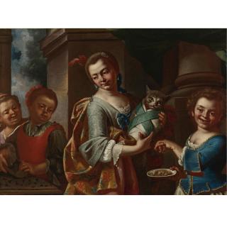 Giuseppe Bonito - Girls Playing With A Cat
