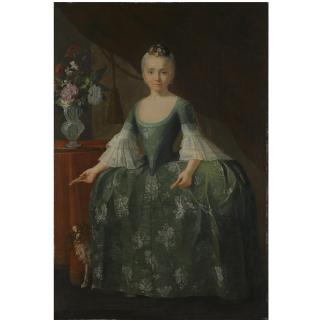 Giuseppe Bonito - Portrait Of The Infanta María Luisa De Borbón (1745-1792), Full Length, Standing Beside A Vase Of Flowers