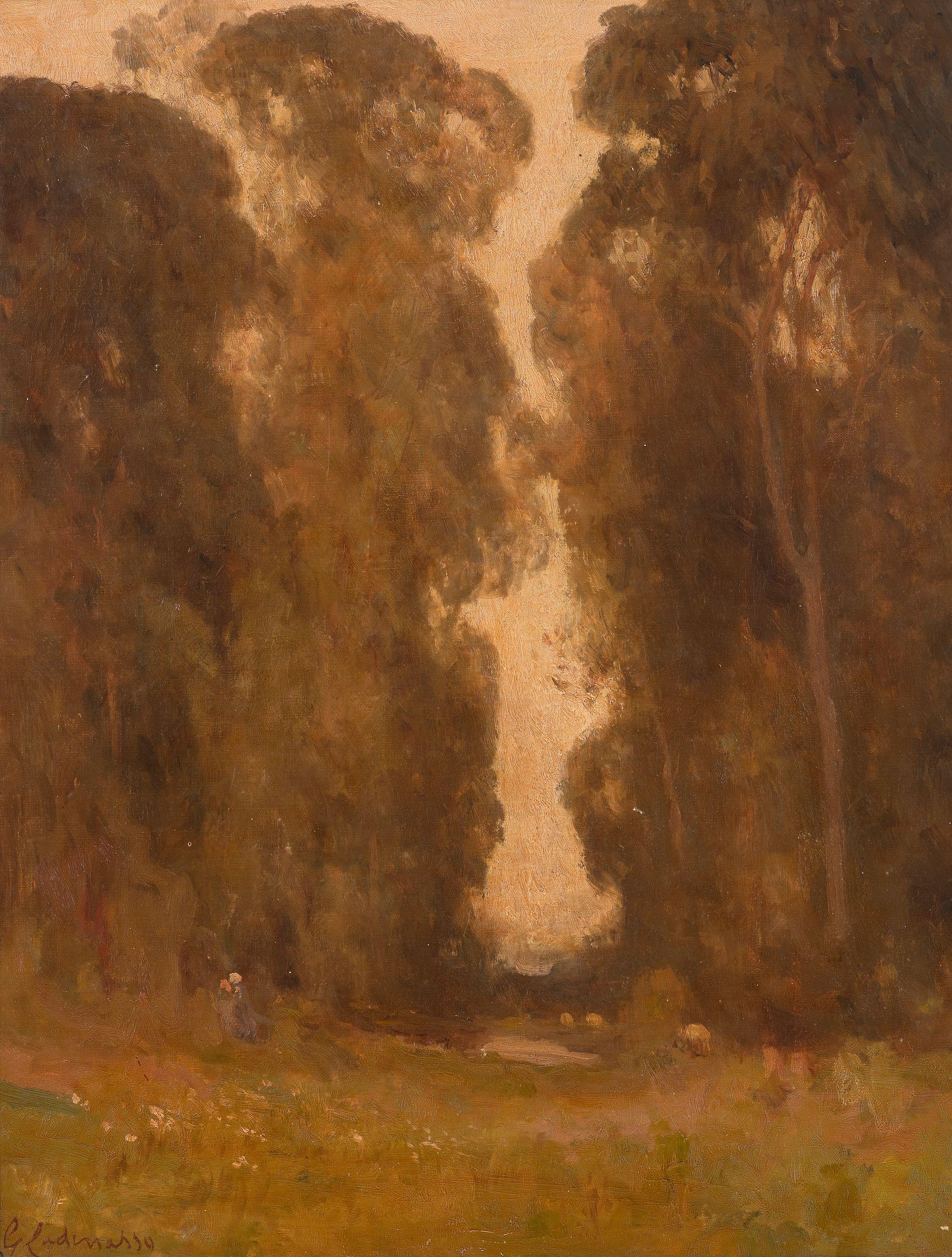 Giuseppe Cadenasso - A pool amidst a grove of trees