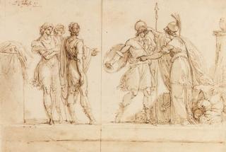 Giuseppe Cades - Athena strengthening the shield and helmet of a young warrior