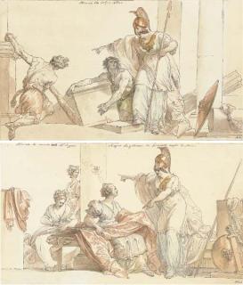 Giuseppe Cades - Minerva Directing The Construction of Athens; And The Contest of Minerva And Arachne