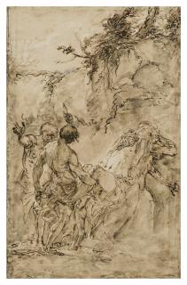 Giuseppe Cades - Two Men Carrying a Body Clothed in a Lion Skin