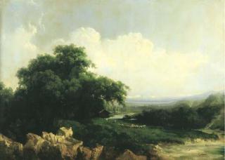 Giuseppe Camino - Paesaggio Collinare Con Gregge Al Pascolo