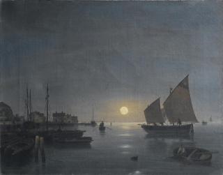 Giuseppe Canella - Laguna veneziana al chiaro di luna