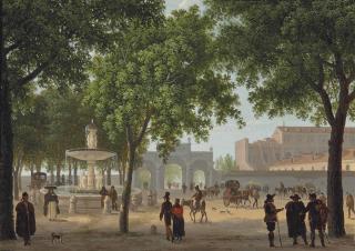 Giuseppe Canella - Le  paseo del Prado , avec la fontaine de Cybèle