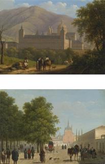 Giuseppe Canella - View Of The Escorial; View Of The Convento De Los Agustinos Recoletos