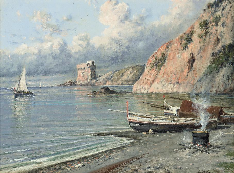Giuseppe Carelli - Cooking on the shore, the Amalfi coast