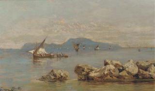 Giuseppe Carelli - Fishing Boats Off Capri