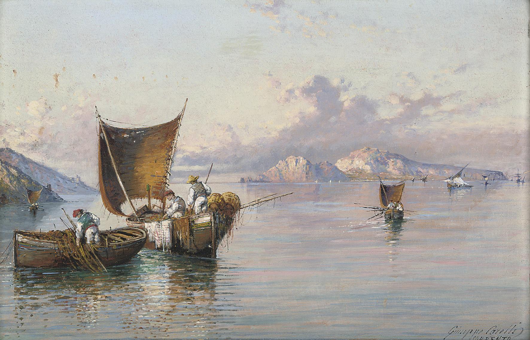 Giuseppe Carelli - Fishing vessels before Capri