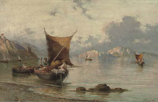 Giuseppe Carelli - Fishingboats near Sorrento, Italy